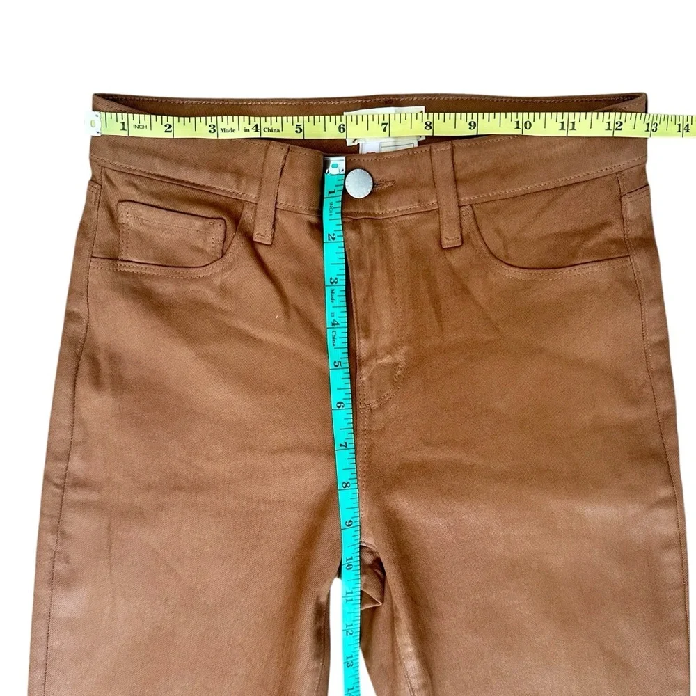 L’AGENCE Jeans Kendra Coated Cropped Flare Java Tan Denim Women Size 25 NWOT NEW - Picture 8 of 12